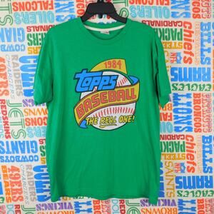 Homage Topps Baseball The Real One Retro Graphic T Shirt Size L Green